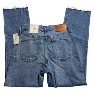 Lucky Brand ZOE High Rise Straight Jeans 2 26 Medium Blue Raw Hem 26 X 26.5 NWT